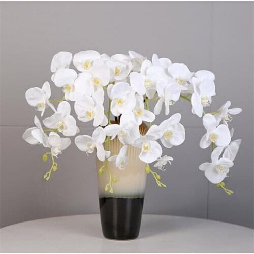 5Pcs Fake Long Stem Latex Orchid (9 heads/piece) 39.34" Simulation Real Touch Phalaenopsis for Wedding Home Artificial Flowers