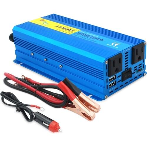 1000W/2000W Home UPS Inverter Pure Sine Wave 60HZ DC 12V to AC 110V US Socket Power Converter Single Phase With Dual 5V USB Port