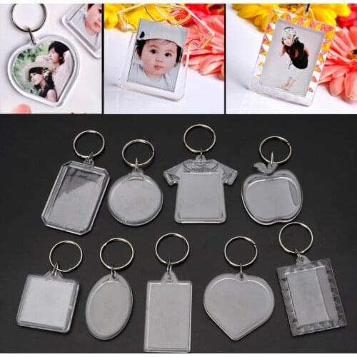 JAVRICK 10Pcs Picture Blank Keyrings Transparent Acrylic Key Chains Insert Your Photo Picture Frame Keyring DIY Split Ring Gift