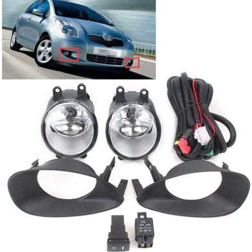 2Pcs Fog Driving Lights Bumper Bezel Cover Fog Lamp Kits for Toyota Yaris Hatchback 2006 2007 2008 Auto Car Accessories Parts