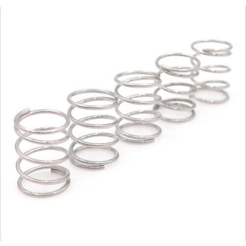 Compression Small Spring, 10Pcs, Wire Diameter 0.3mm Outer Diameter 5mm Pressure Length 5mm-50mm 304 Stainless Steel Spring