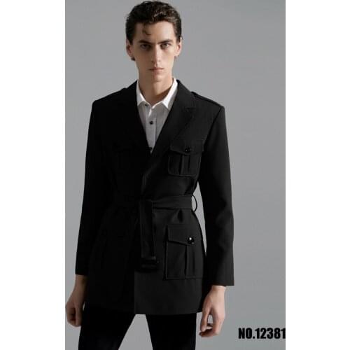 S-6XL 2021 New Men Womens fashion Catwalk Original Design sense Single breasted top belt slim Suit Coat plus size costumes