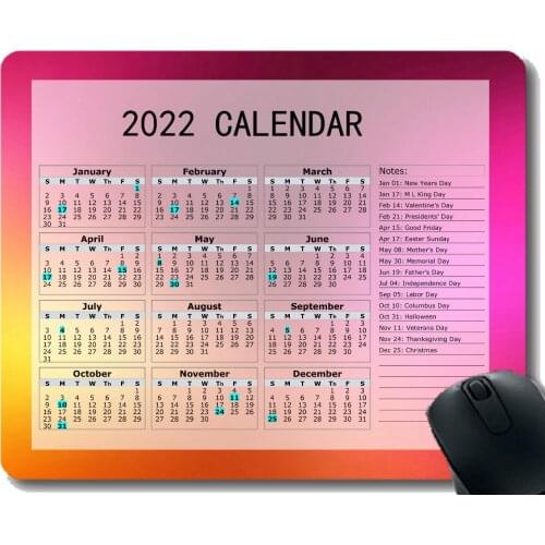 Mouse Pad 2022 Calendar,Light Glare Green Paint Custom Gaming Mouse Pads with Designs