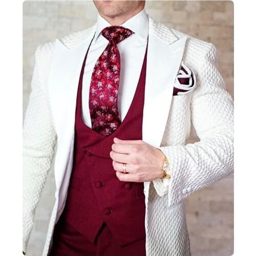 Handsome One Button Groomsmen Peak Lapel Groom Tuxedos Men Suits Wedding/Prom Best Man Blazer ( Jacket+Pants+Tie+Vest) 892