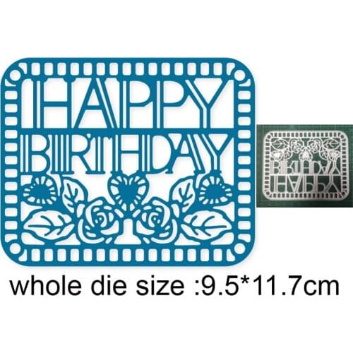 2021 metal cutting dies cut die mold Happy Birthday Frame Decoration Scrapbook paper craft knife mould blade punch stencils dies