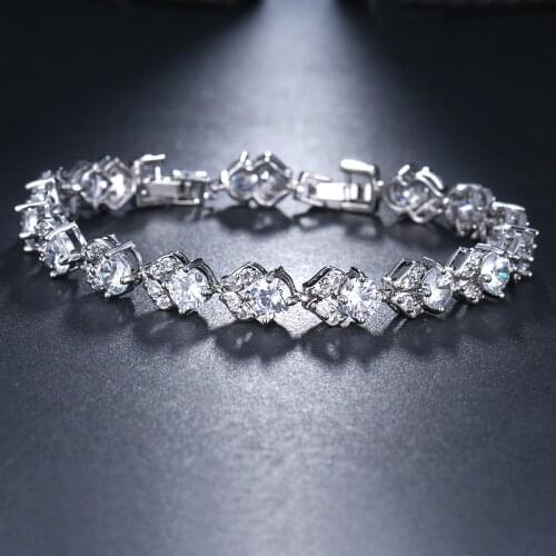 ORZTOON Fashion Round Zircon Silver Color Bracelets for Women Unusual Leaf Element Bracelet Trendy Female Wedding Jewelry Gift