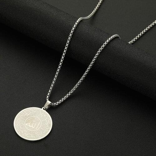 2021 Stainless Steel Islamic Men Necklace Handmade Men Medallion Ottoman Calligraphy Men Necklace