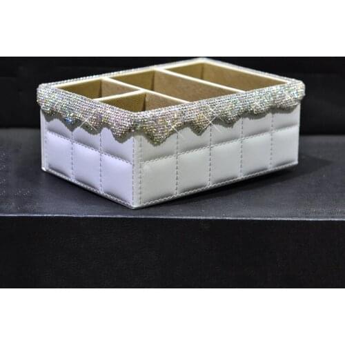 European Style Diamonds Rhinestones Desktop Storage Box Mobile Phone Remote Control Cosmetics Hotel Office Home Car Sundry Box