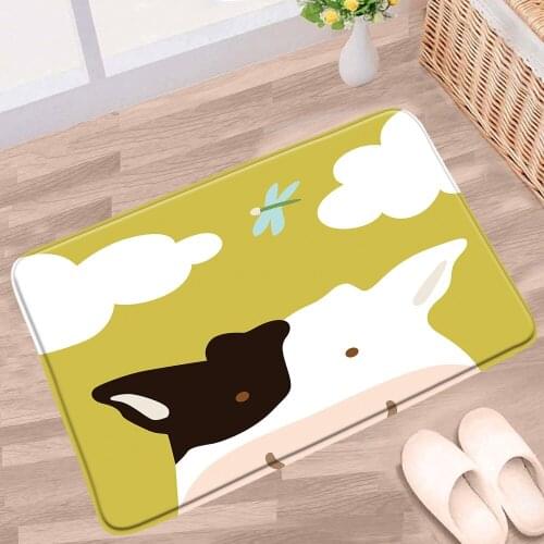 Cartoon Animals Bath Mat Cow Chicken Lion Elephant Giraffe Animal Pattern Non-slip Rugs Flannel Bathroom Kitchen Entrance Carpet