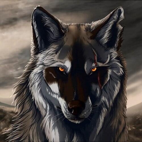 New Diamond Mosaic Cross Stitch Kits Diamond Embroidery "Black Wolf With A Scar" Diamond Painting Full Drill Home Decoration GT