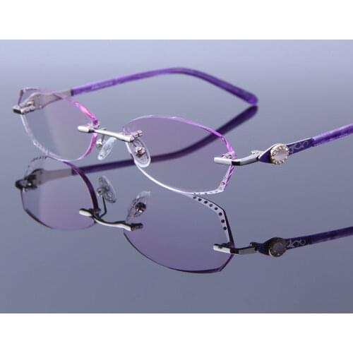 New Ultralight Rimless Reading Glasses Gradient Purple Lens Computer Glasses For Presbyopia Glasses gafas de mujer +0.5 to +4.0