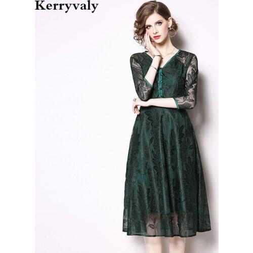 New Women Retro-elegant Red Lace Dress Vestidos Casual Mujer 2021 Vintage Party Dress Abito Lungo Cerimonia Donna K6672