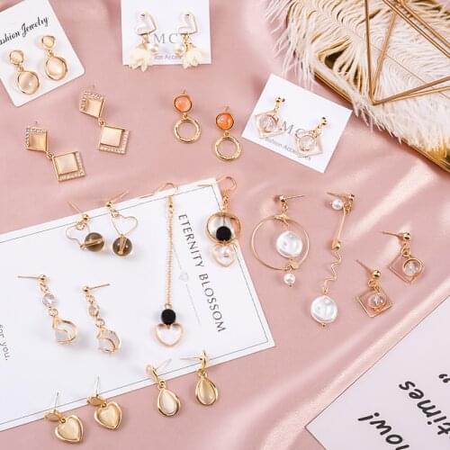 New Statement Fashion Acrylic Drop Earrings Korean Version Of Dangling Earrings For Women Geometric Asymmetric Earrings Jewelry