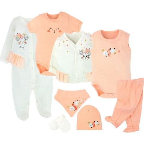 Baby Girl Boy Babies Newborn Clothing 8-pcs Hospital Outlet Custom Fabric Antibacterial Babies Healthy Safe Outfit Sets Dresses