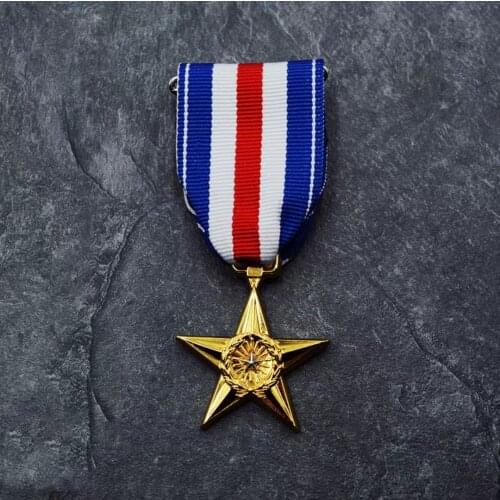 Top Quality 1PC United States Badges Army Award Silver Five-Pointed Star Honor Medals Souvenir Gifts