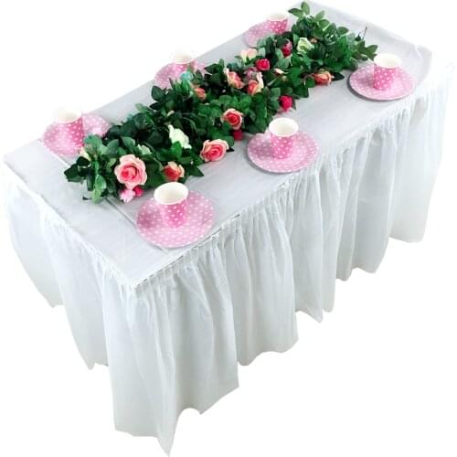 70X420cm Solid Color DIY Table Skirt Tableware Skirt Decoration For Birthday Baby Shower Wedding Home Party Supply Home Textile