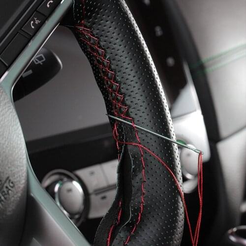 Car Steering Wheel Cover Soft Fiber Artificial Leather Braid with Needle Thread 38cm Car Styling Cover Auto Interior Accessories