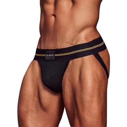 ORLVS Double Belt Sexy Mens Jockstrap Underwear Low Waist Men Thong Modal Gay Bikini Sissy New Mens Panties Tanga Hombre OR6108