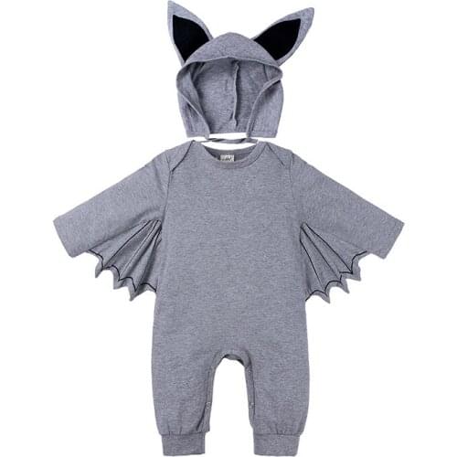 Autumn Winter Newborn Bat modeling+hat Baby Clothes Unisex Clothes Boys Rompers Kids Costume For Girl Infant Jumpsuit 3-24 Month