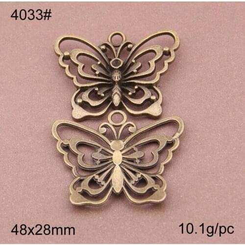10pcs/lot Antique Bronze Plated 48x28mm Butterfly Alloy Charm Pendant Fit DIY Jewelry Findings