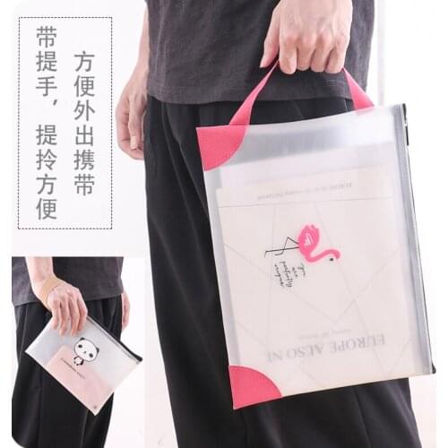 Portable Transparent Document Bag Plastic Stationery Pencil Case Zipper File Storage Bag 2 PCS/Lot Office Paper Organizer