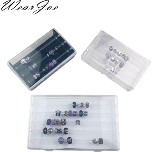 Transparent Acrylic Charms Beads Display Rod Tray Box fit Pandora Trollbeads Chamilia Biagi nd European style Beads Storage Case