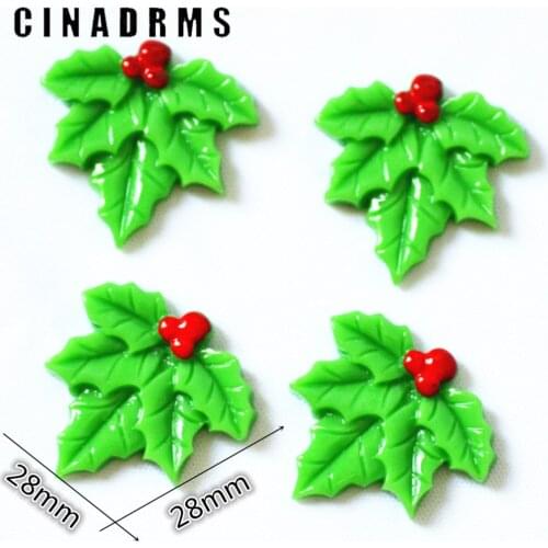 28mm Christmas Holly Leaf,Resin Christams home Decoration miniatures,resin faltback christmas Holly Leaf