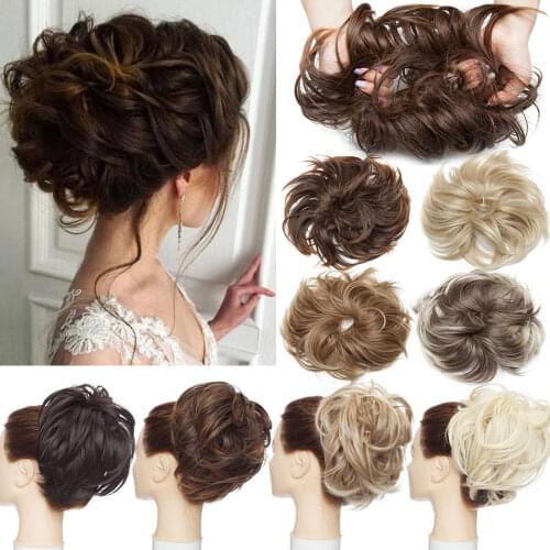 S-noilite Synthetic Tousled Hair Bun Chignon Hair Elastic Band Messy Bun Hairpiece Short Ponytail Hair Extension For Women