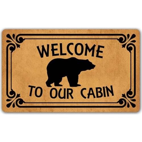 Funny Doormat Welcome to Our Cabin Entrance Mat Floor Rug Indoor/Outdoor/Front Door Mats Home Decor Machine Washable Rubber Non