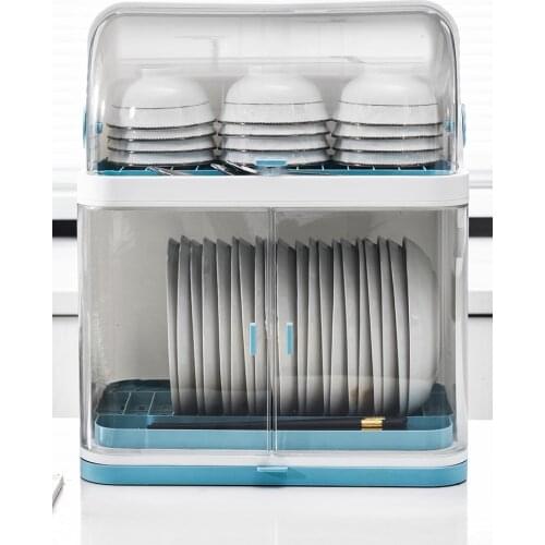 Kitchen dish rack tableware storage box with lid to put dish storage rack tableware drain rack plastic cupboard household