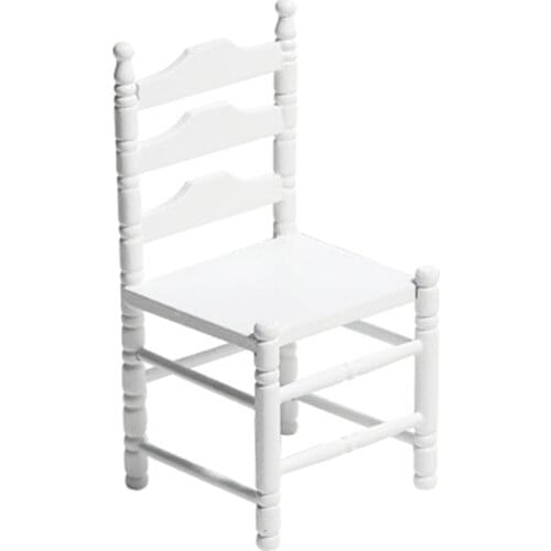1:12 Doll House Chair Wooden Dining Chair Miniature Home Decor White for Kitchen