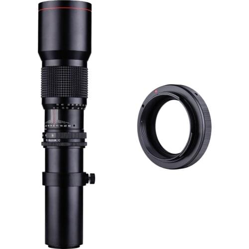 500mm F/8.0-32 Multi Coated Super Telephoto Lens+T-Mount to EF-Mount Adapter Ring Kit for Canon EOS Rebel T3 T5 6D 70D 77D DSLR