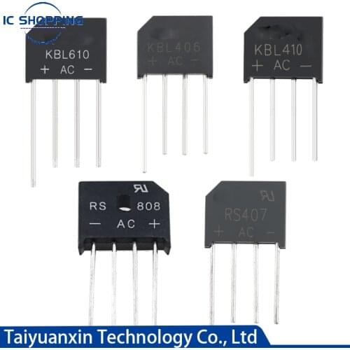 5PCS Rectifier Bridge 2A 4A 5A 6A 8A RS207 RS406L RS407 RS507 RS606 RS608 RS808 KBL406 KBL410 KBL608 KBL610 600V 700V 800V 1000V