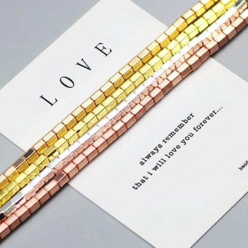 WLYeeS 4*4.5mm 75Pcs Hexagon Geometry Cylindrical Hematite beads Natural Stone Loose Spacer Bead for DIY Jewelry Bracelet Making