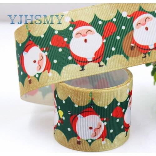 YJHSMY G-18914-1107,10 yards,38 mm Santa Claus Ribbons Thermal transfer Printed grosgrain,Gift wrapping DIY Handmade materials