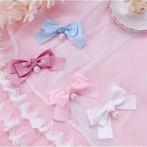 Sweet Lolita Handmade Bow Hairpin Headwear Cosplay Women Hair Accessory Side Clip D667