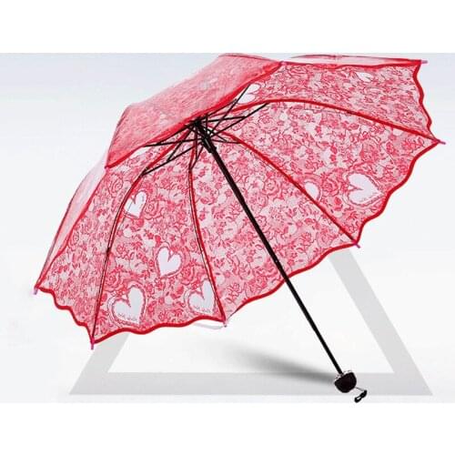 Ladies Folding Umbrella Lace Love Folding Umbrella Environmental Protection Umbrella Craft Gift Umbrella Wedding Umbrella
