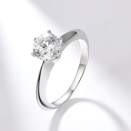 DY 925 Sterling Silver Ring 6.0MM Round Cubic Zirconia Simple High Quality Dignified Eternity Ring For Women Trendy Jewelry