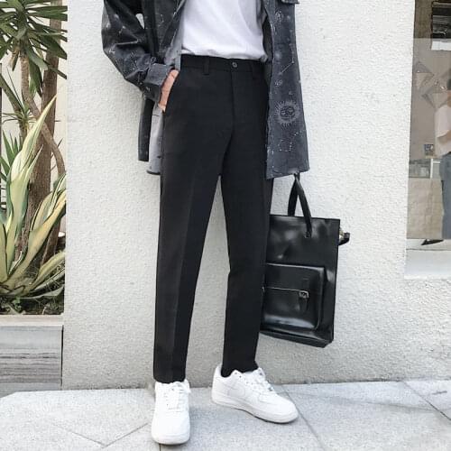 2021 Mens Slim Fit Casual Pants Formal Homme Fashion Trend Trousers Business Design Cotton Social Suit Pants Big Size 28-34