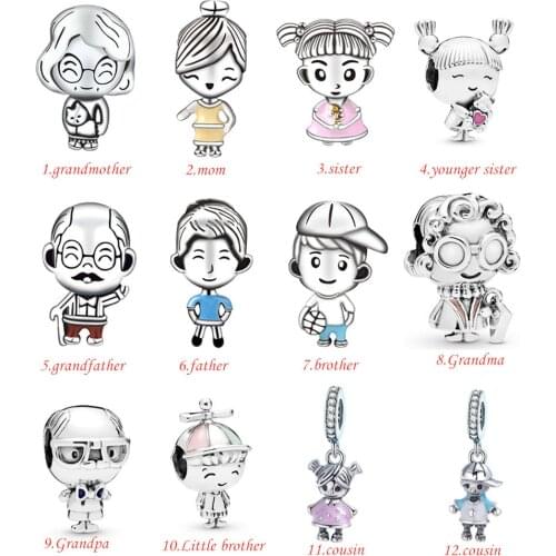 2021 Family Member Girl Boy Mom Dad Sister Sweet Diy Bead Fit Pandora Charms Bracele