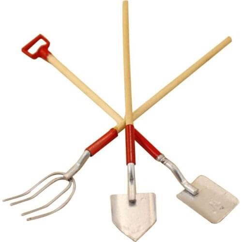 3Pcs/Set Fine workmanship ideal choice Miniature Hoe Shovel Rake Dollhouse Garden Decoration Simulation Model New Arrival Mini