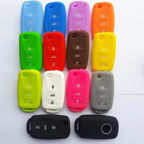 30pcs Silicone Rubber Cover KEYFOB Holder For VW Jetta Eos Tiguan Rabbit Golf Skoda Ibiza Leon Seat Octavia Superb Flip Key 3B