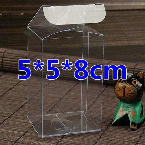 50pcs 5*5*8cm Transparent Plastic Gift Box Clear PVC Packaing Candy/Toy/Cookie/Jewelry Display Party Supplies Wrapping