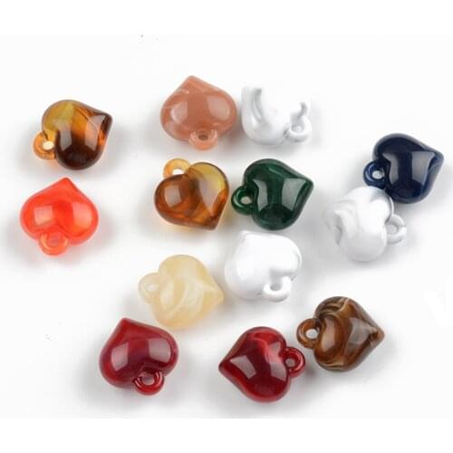 50 Pcs Natural Stone Crystal Agates Turquoises Heart Shape With Hole Beads For Making Jewelry DIY Charms Pendants Necklace