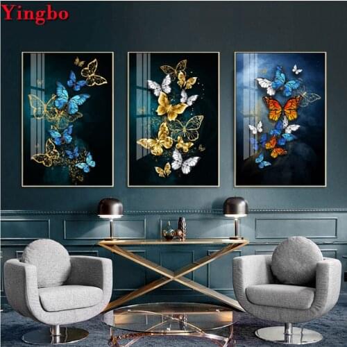 5d diamond painting 3pcs full squareround picture of rhinestones full display diamond embroiderybutterfly diamond mosaic decor