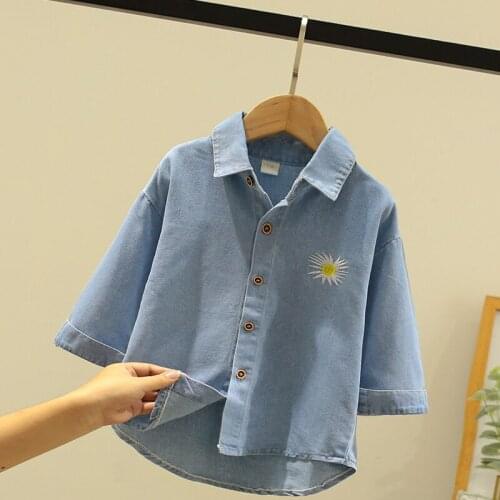 New Spring Shirts for Girls Children Denim Tops Long Sleeve Teenage Clothes for Casual Kids Shirts for 6 8 10 12 14 Years 2021