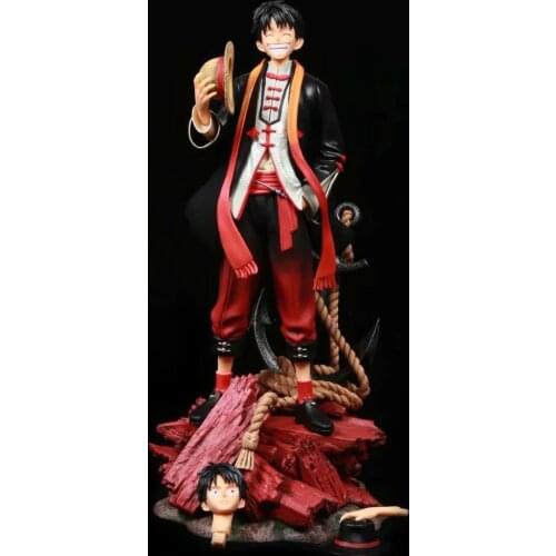 37CM Action Anime One Piece Figure Model Toys Cloak Black Clothes Luffy Collectibles PVC Dolls Gift Toys For Childern Desk Decor