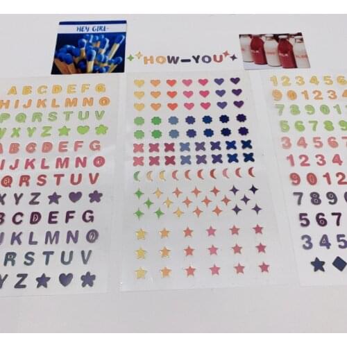 Ins Color Alphanumeric Gold Border Label Sticker Translucent PVC Post It Stationery Mobile Phone Notebook Decorative Sticker