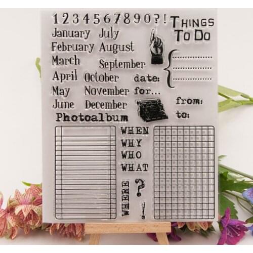 Calendar Date Transparent Stamp Transparent Silicone Stamp Cutting DIY Scrapbook Rubber Coloring Embossed Diary Decor Reusable