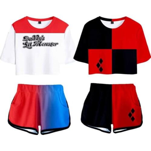 Birds of Prey Cosplay Costume Shirt Tees Tshirt Clothing Set Sport Suit Girls Harley T shirt Shorts Clothes